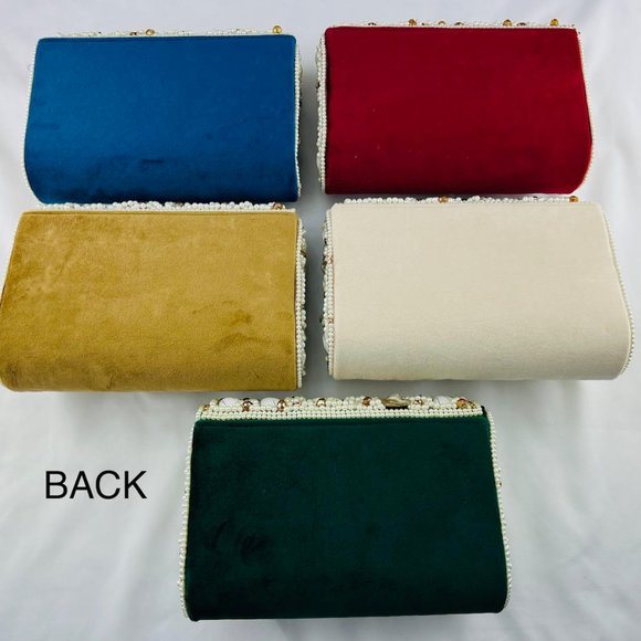 Women Summer Seashells Suede CZ Stones Clutch Bag Purse Wrist Crossbody Strap - Picture 2 of 7